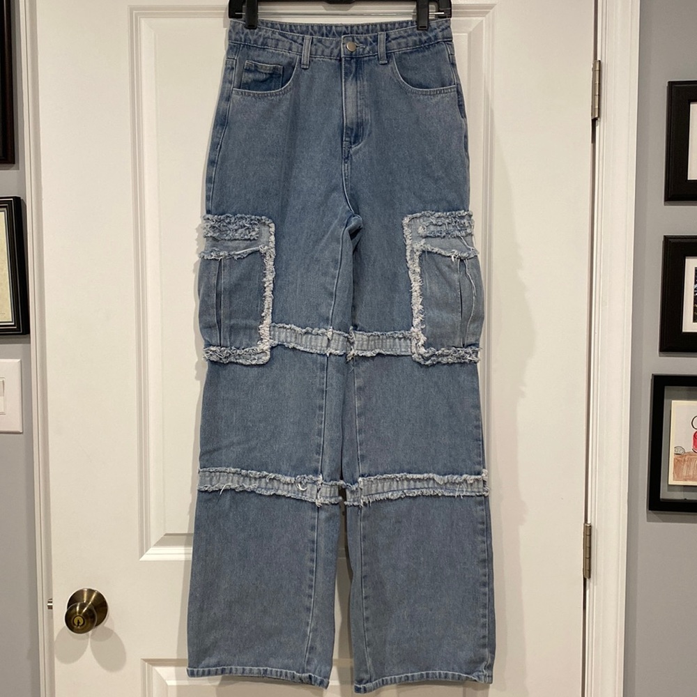 Shein distressed denim wide leg.